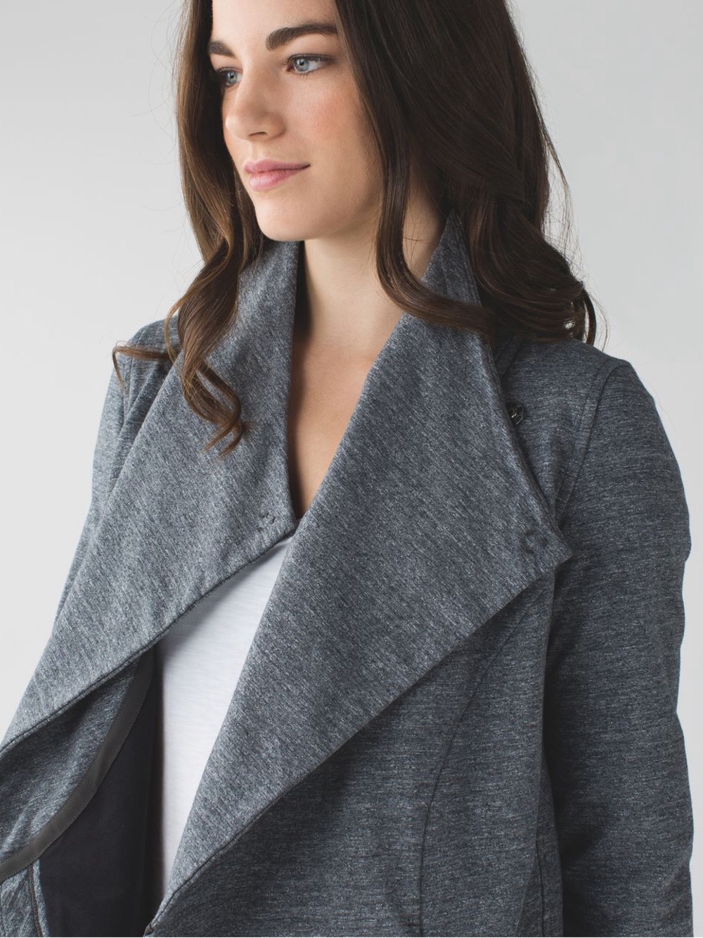 Lululemon That's A Wrap Sweater Snap Buttons sz 4 Grey with Pockets - Picture 2 of 14